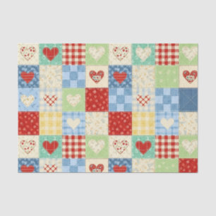 Rustic Patchwork Hearts Picnic Pattern Tissue Paper