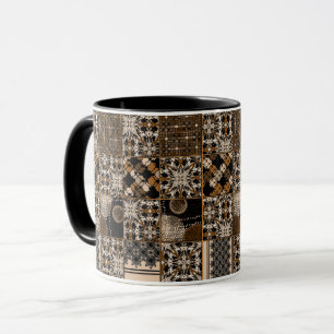 Rustic patchwork pattern mug