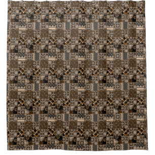 Rustic patchwork pattern shower curtain