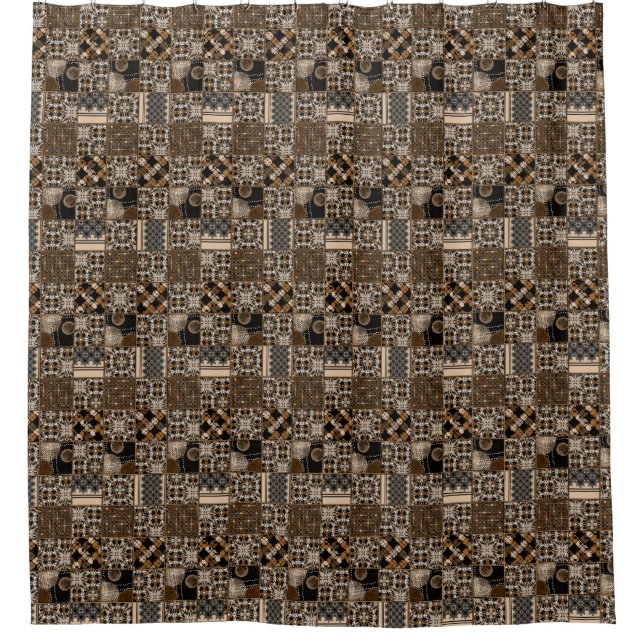 Rustic patchwork pattern shower curtain (Front)