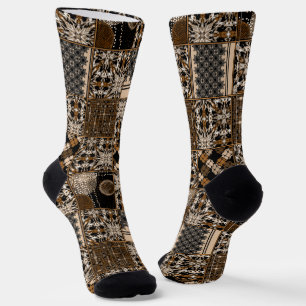 Rustic patchwork pattern socks
