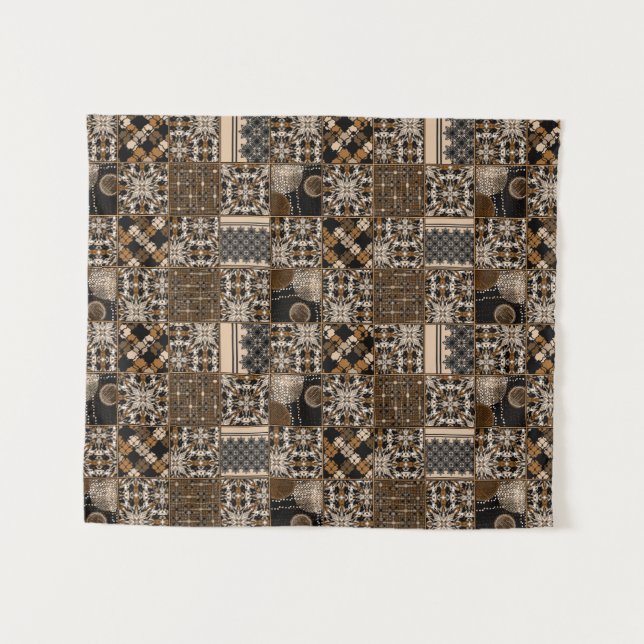 Rustic patchwork pattern tapestry (Front (Horizontal))