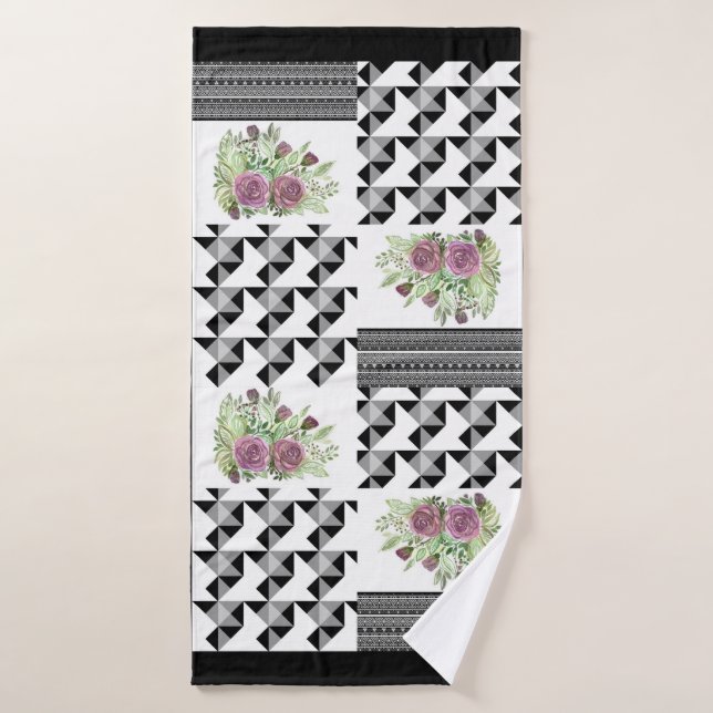 Rustic, patchwork, roses bath towel (Bath Towel)
