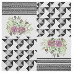 Rustic, patchwork, roses fabric