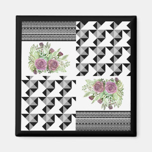 Rustic, patchwork, roses magnet