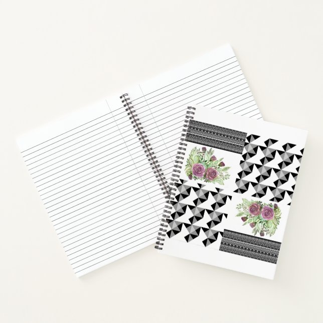 Rustic, patchwork, roses notebook (Inside)
