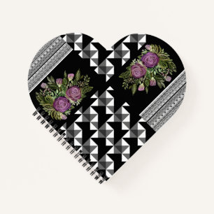 Rustic, patchwork, roses notebook