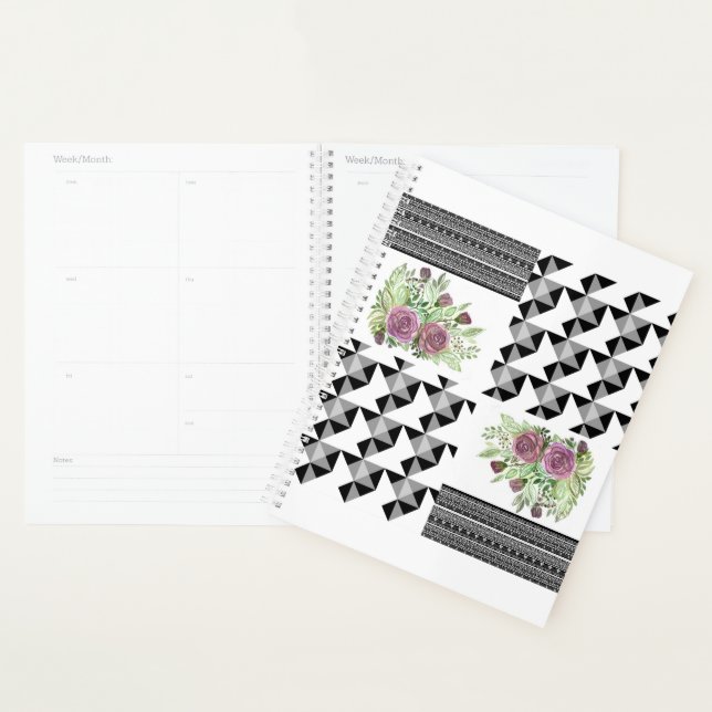Rustic, patchwork, roses planner (Display)