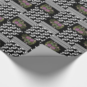 Rustic, patchwork, roses wrapping paper