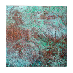 Rustic Patina Copper With Turquoise Tile