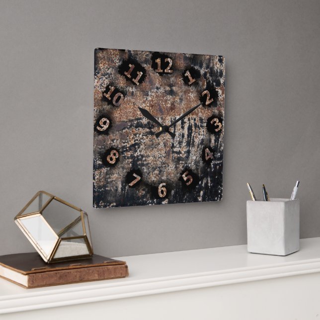 Rustic Patina Texture Workshop Garage Square Wall Clock (Office)