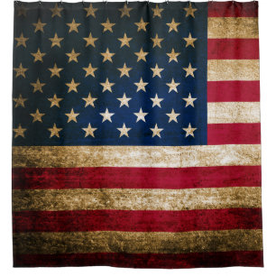 Rustic Patriotic American Flag USA Shower Curtain