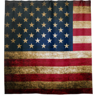 Rustic Patriotic American Flag USA Shower Curtain