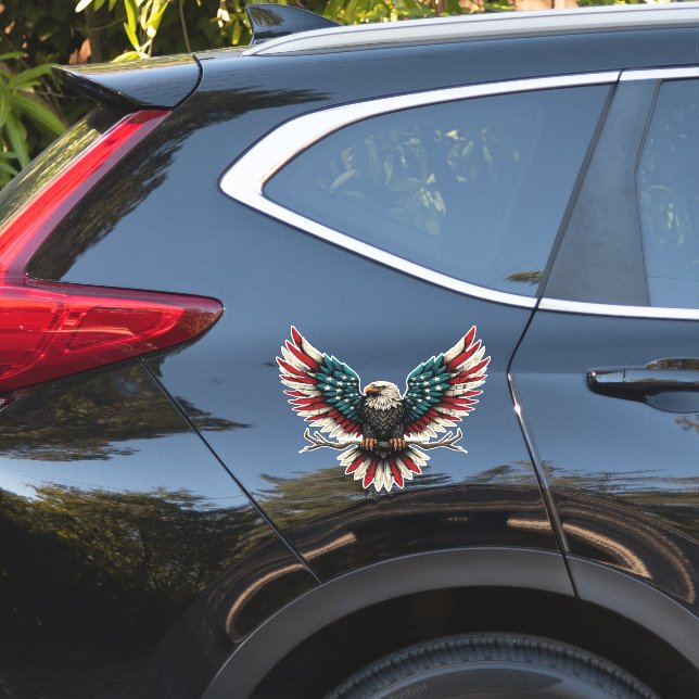 Rustic patriotic American/USA bald eagle (Car Side)