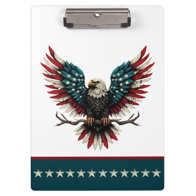 Rustic patriotic American/USA bald eagle Clipboard (Front)