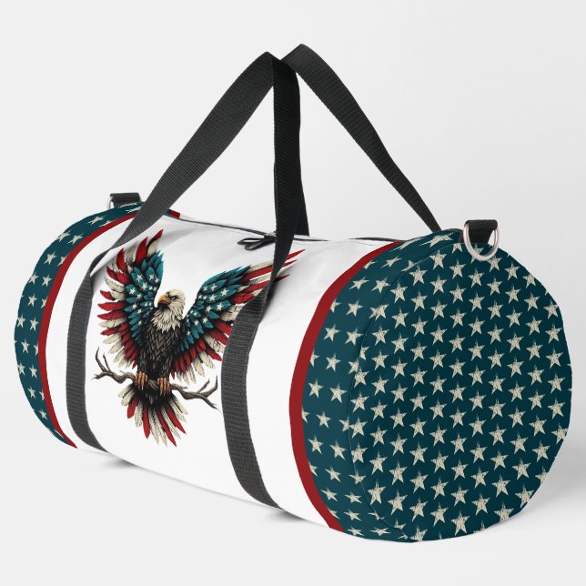 Rustic patriotic American/USA bald eagle Duffle Bag (Left Corner)