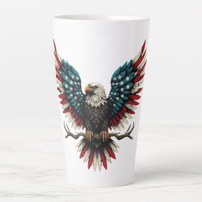 Rustic patriotic American/USA bald eagle Latte Mug (Front)