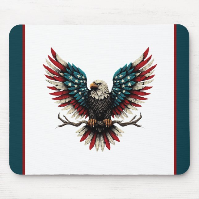 Rustic patriotic American/USA bald eagle Mouse Mat (Front)