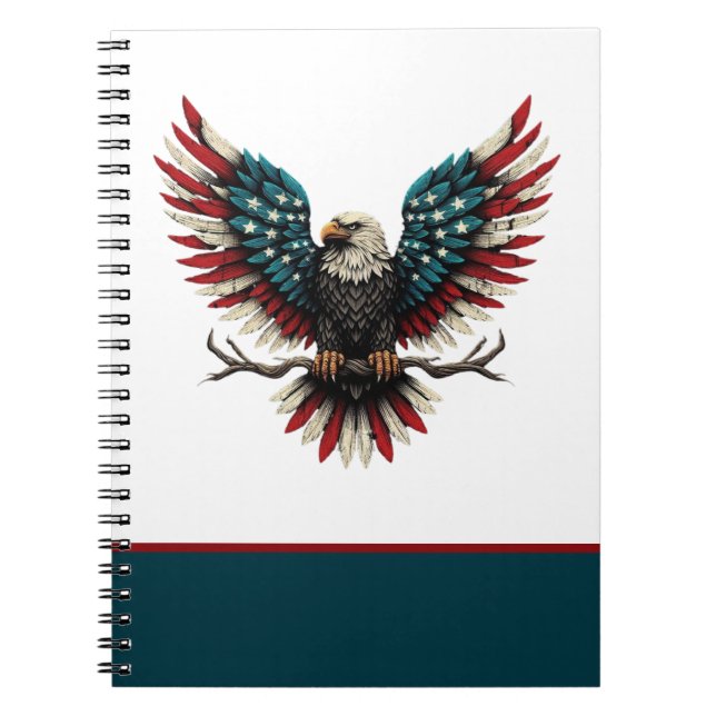 Rustic patriotic American/USA bald eagle Notebook (Front)