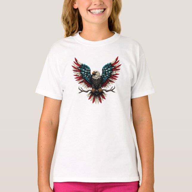 Rustic patriotic American/USA bald eagle T-Shirt (Front)