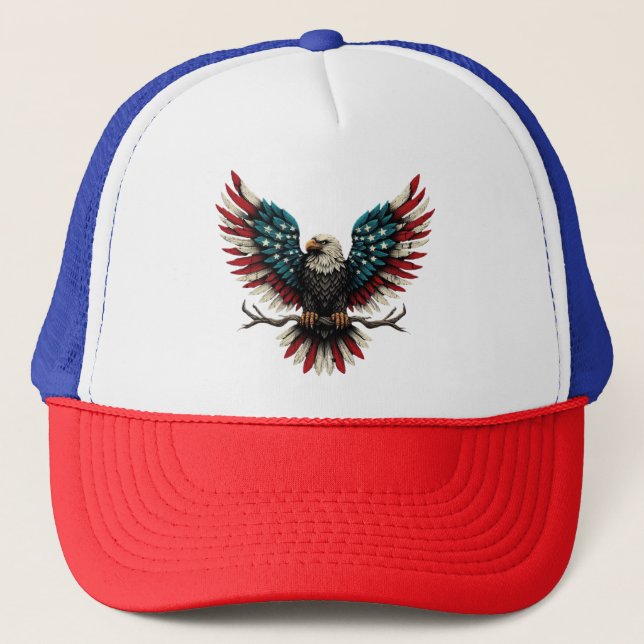 Rustic patriotic American/USA bald eagle Trucker Hat (Front)