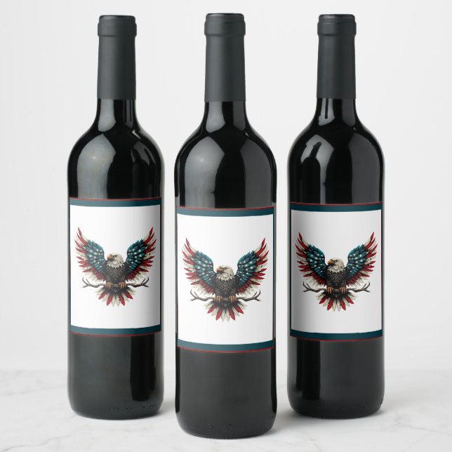 Rustic patriotic American/USA bald eagle Wine Label (Bottles)