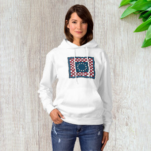 Rustic Patriotic Americana Quilt Pattern USA Art  Hoodie