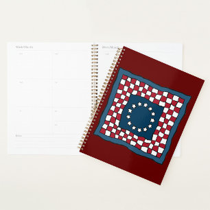 Rustic Patriotic Americana Quilt Pattern USA Art  Planner