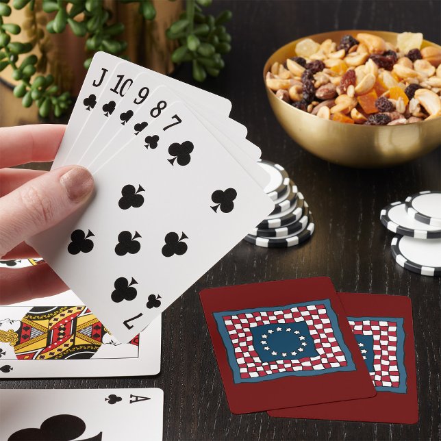 Rustic Patriotic Americana Quilt Pattern USA Art  Playing Cards (Creator Uploaded)