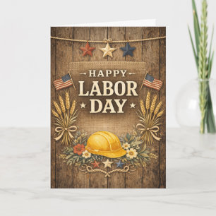 Rustic Patriotic Barnwood Happy Labor Day Card