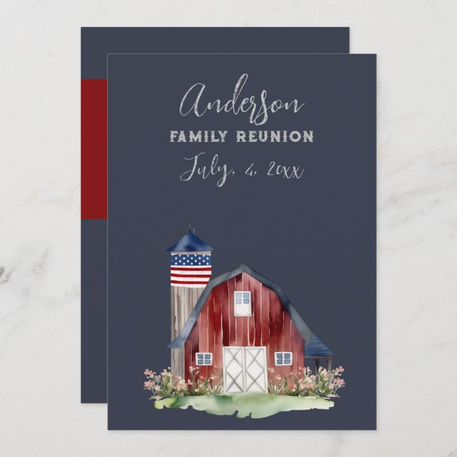 Rustic Patriotic Family Reunion  Invitation (Front/Back)