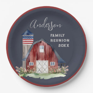 Rustic Patriotic Family Reunion Paper Plate