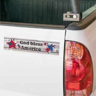 Rustic Patriotic God Bless America Stars Bumper Sticker