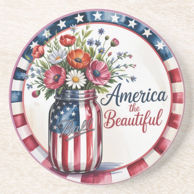 Rustic Patriotic Independence Day Coaster (Front)