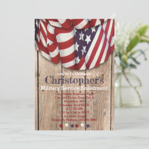 Rustic Patriotic Red White Blue Service Enlistment Invitation