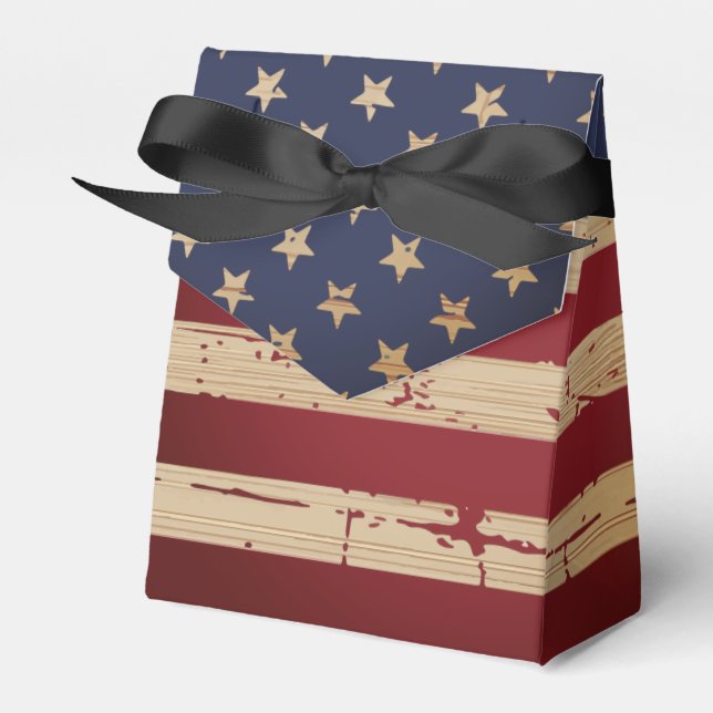 Rustic Patriotic USA Flag Military Stars Stripes Favour Box (Front Side)