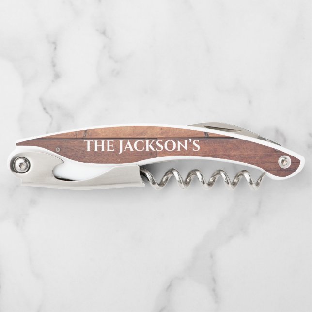 Rustic Pattern Monogram Bottle Corkscrew (Front)