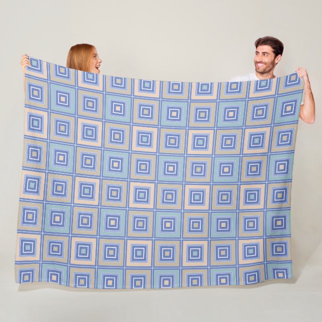 Rustic pattern of squares in patchwork style  fleece blanket (In Situ)