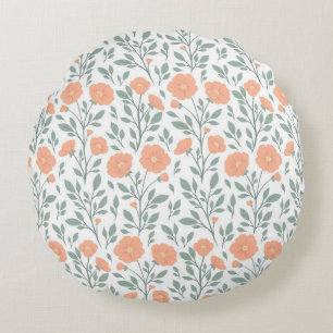 Rustic pattern with pink flowers  round cushion