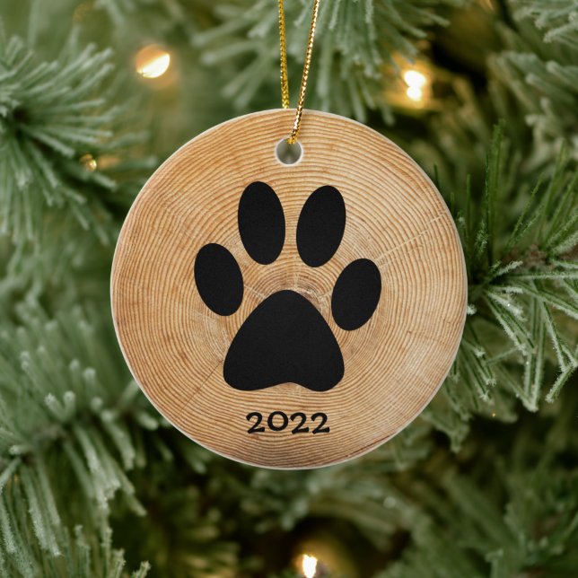 Rustic Paw Print Custom Ceramic Tree Decoration (Tree)