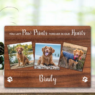 Rustic Paw Prints Personalised Pet Memorial Photo Plaque