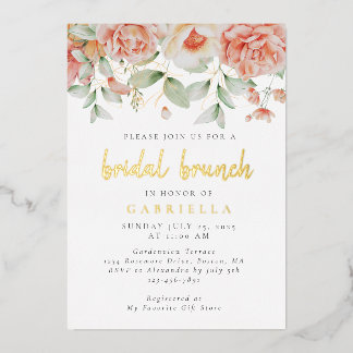 Rustic Peach Floral Bridal Brunch Gold
