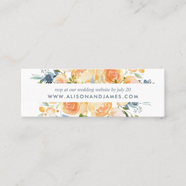 Rustic Peach Peony Wedding Website RSVP Cards (Front)