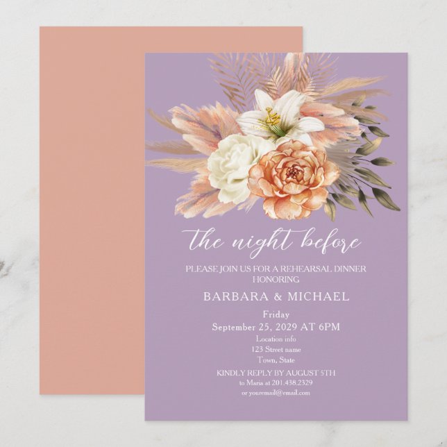 Rustic Peach Rehearsal Dinner Invite (Front/Back)