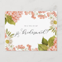 Rustic Peach Watercolor Hydrangeas Jr. Bridesmaid