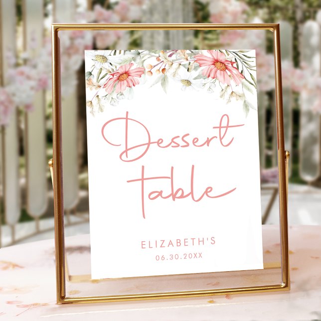 Rustic Peach Wildflowers Dessert Table Sign (Creator Uploaded)