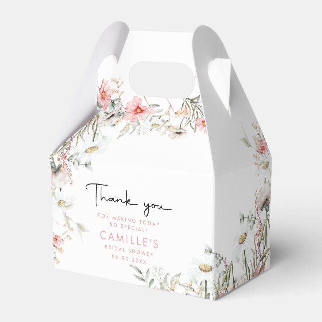 Rustic Peach Wildflowers Favour Box (Front Side)