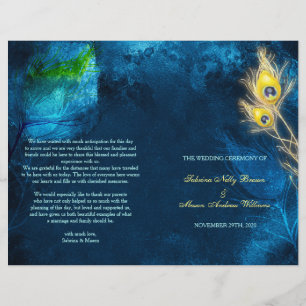 Rustic Peacock Blue Bi Fold Wedding Programs