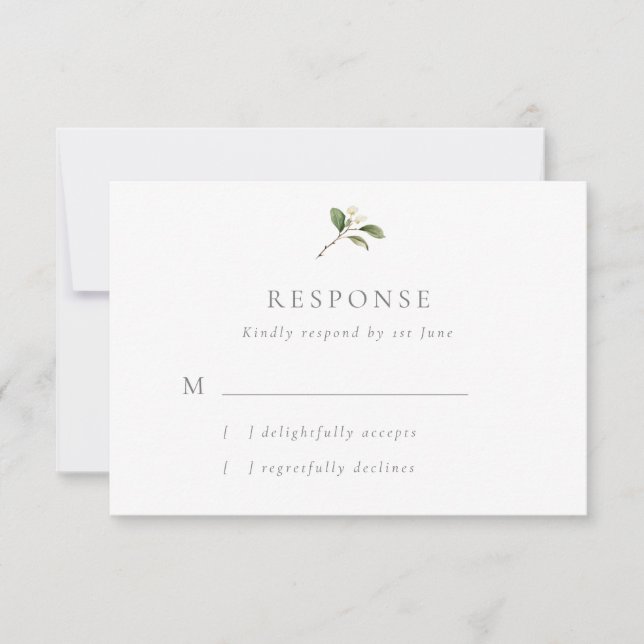 Rustic Pear Blossoms Wedding RSVP Card (Front)