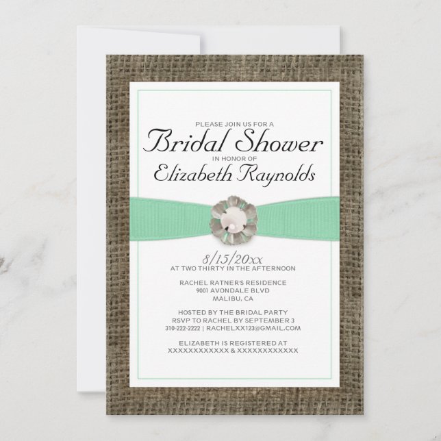 Rustic Pearl Bridal Shower Invitations (Front)
